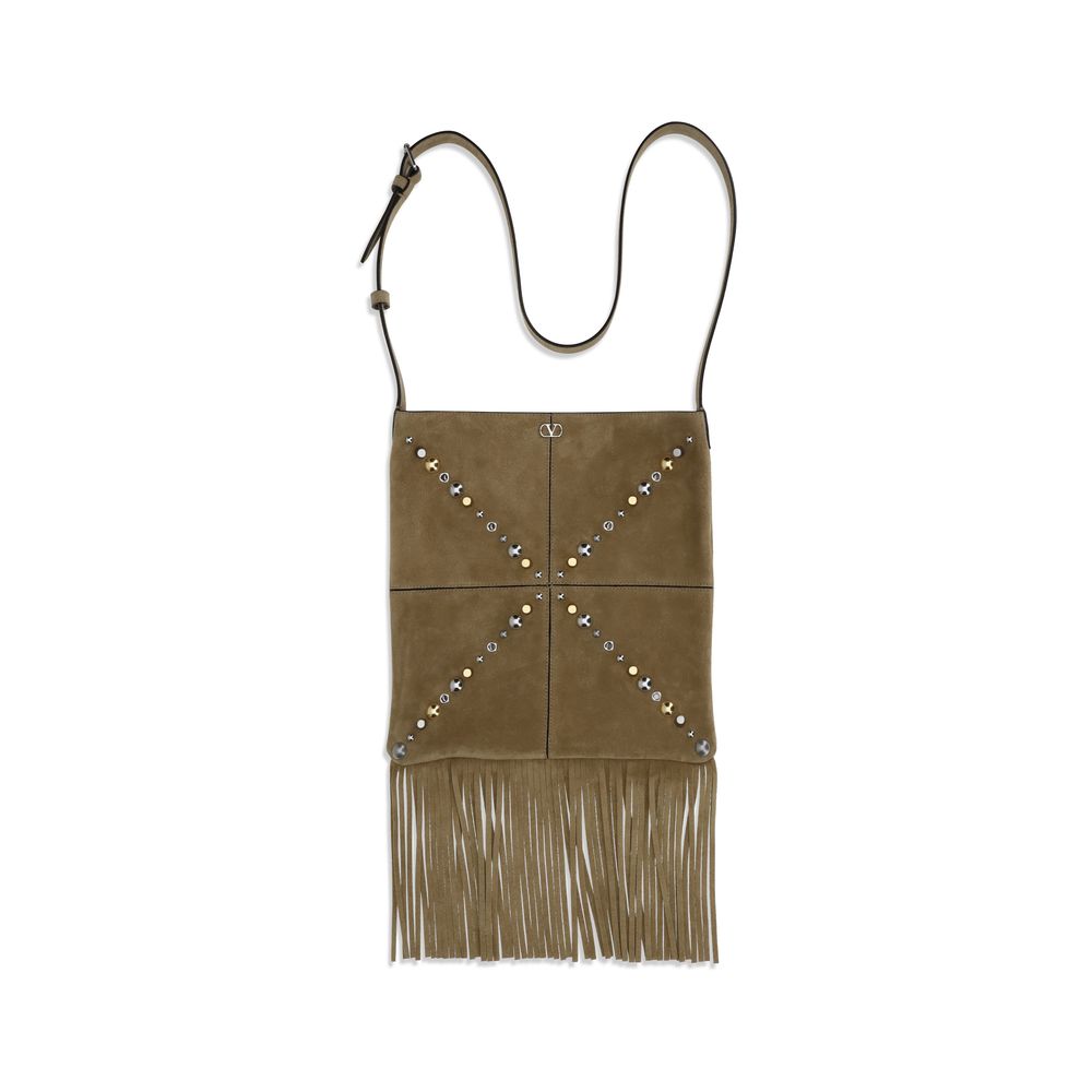Beige Suede Leather Shoulder Bag