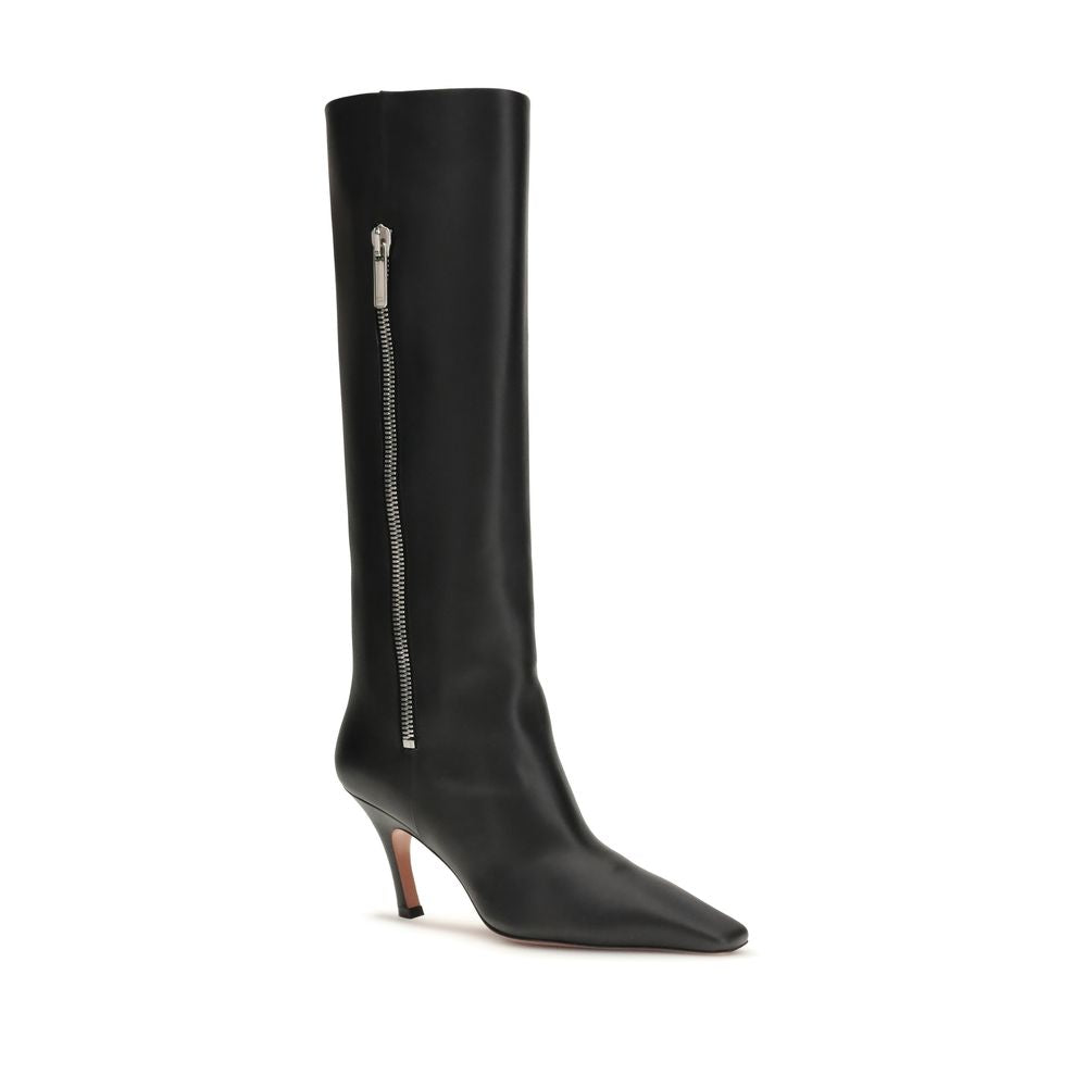 Black Calf Leather Bos Taurus High Heel Boots