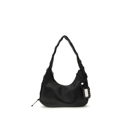 Black Recycled Leather Shoulder Bag
