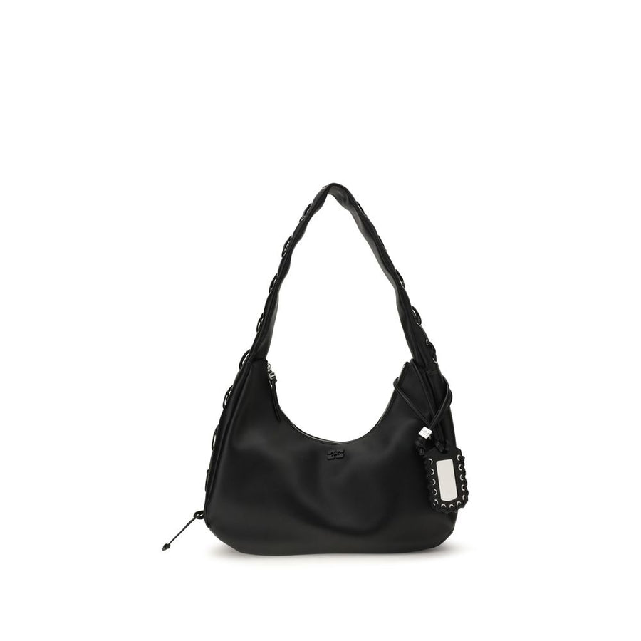 Black Recycled Leather Shoulder Bag
