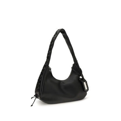 Black Recycled Leather Shoulder Bag