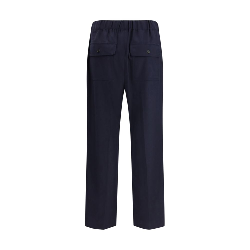 Blue Wool Casual Pants