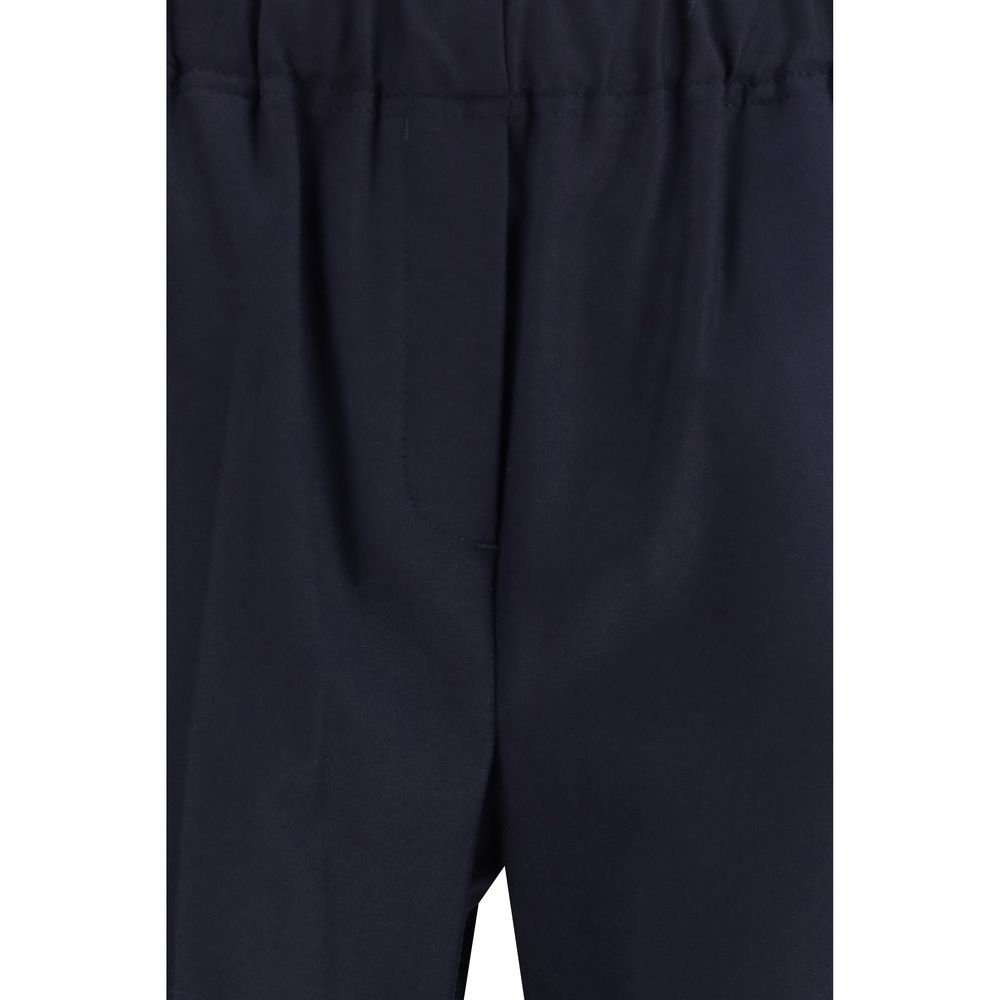 Blue Wool Casual Pants