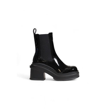 Black Polyester Ankle Boots