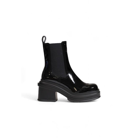 Black Polyester Ankle Boots