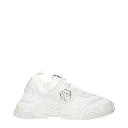 White Fabric Chunky Sneakers