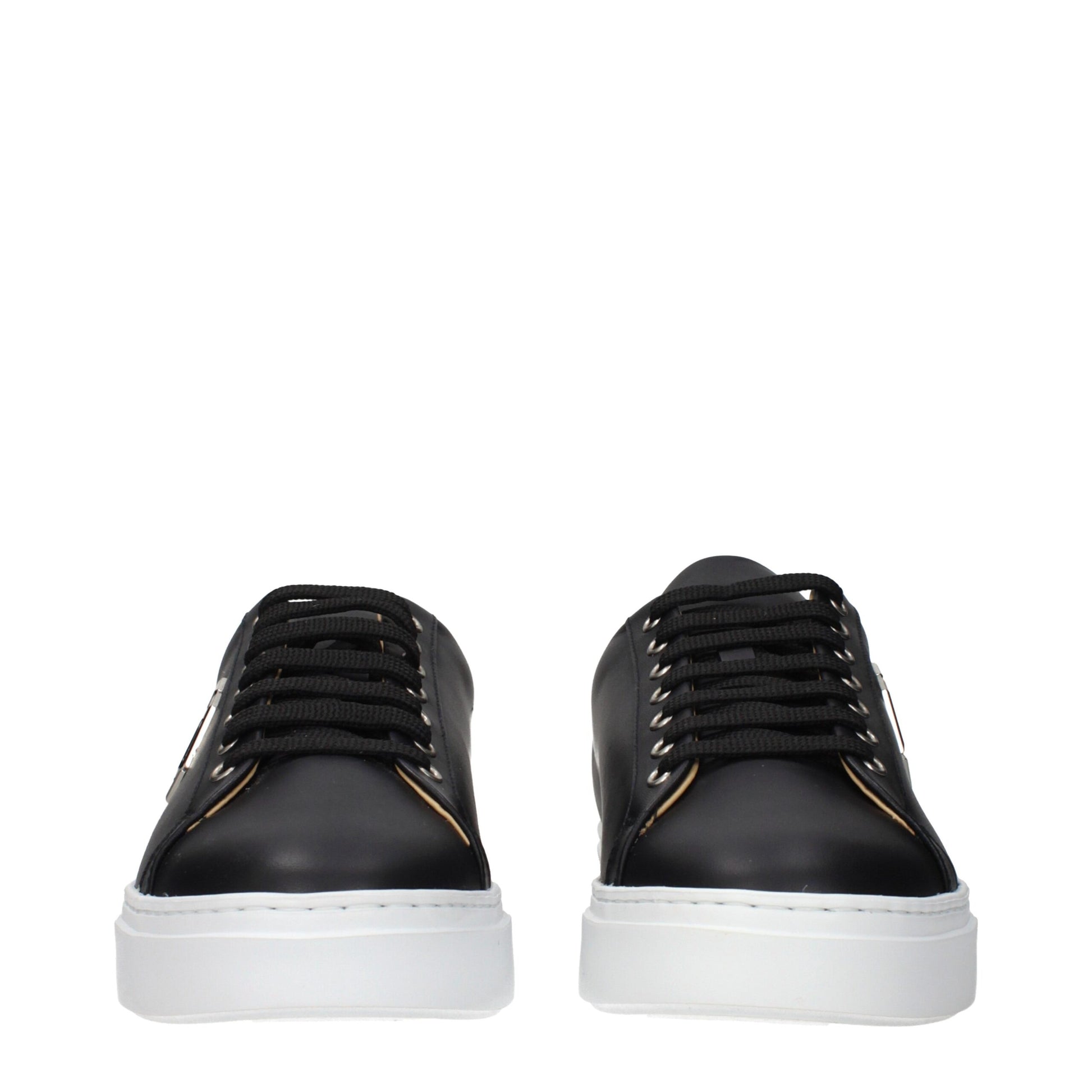Black Leather Low Top Sneakers
