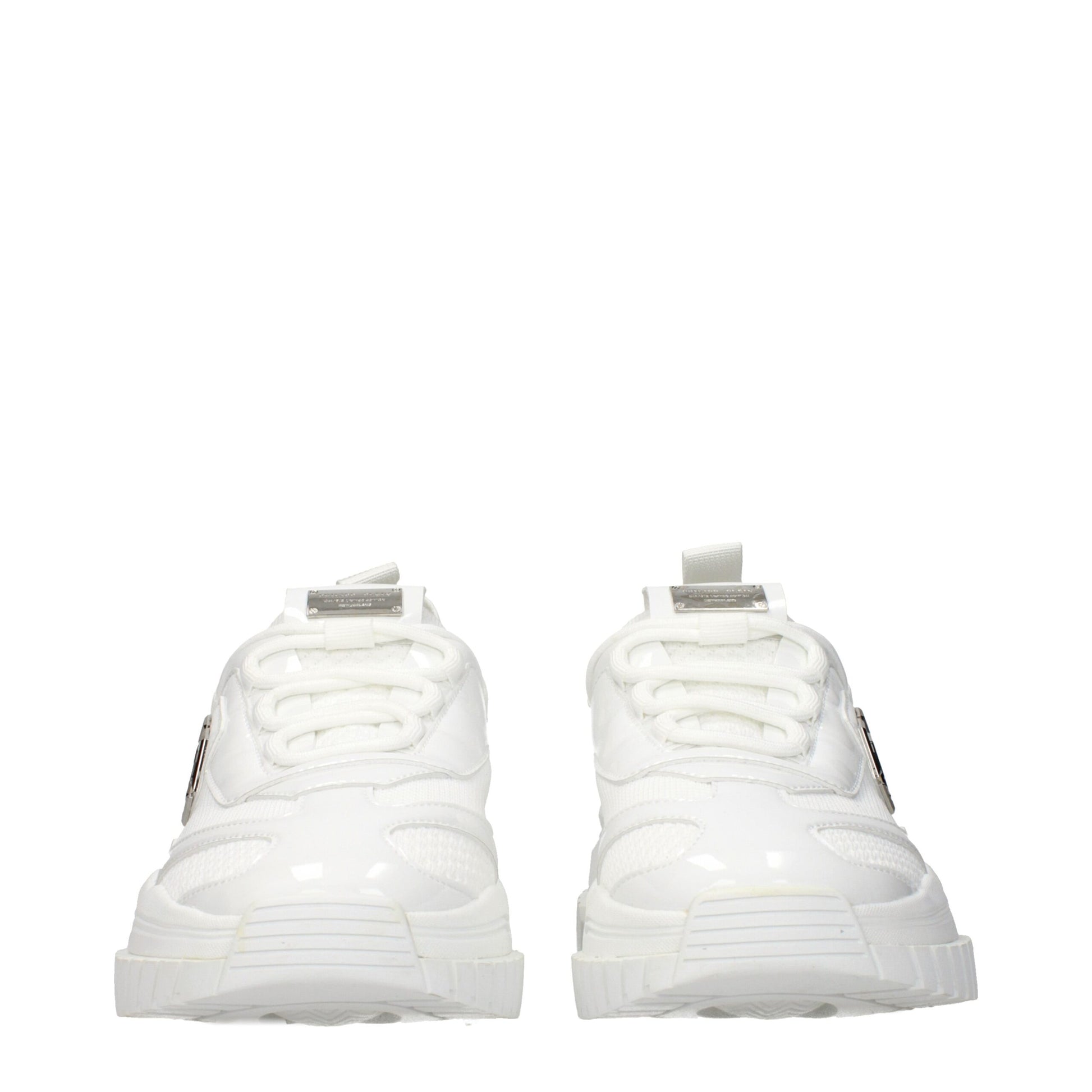 White Fabric Chunky Sneakers