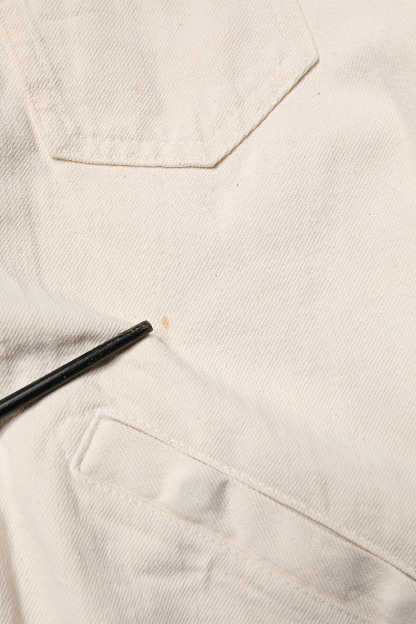 Off White Cotton Full Zip Denim Men Blouson Jacket