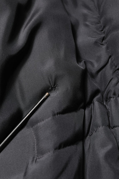 Black Silk Padded Parka Men Coat Jacket