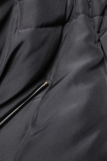 Black Silk Padded Parka Men Coat Jacket