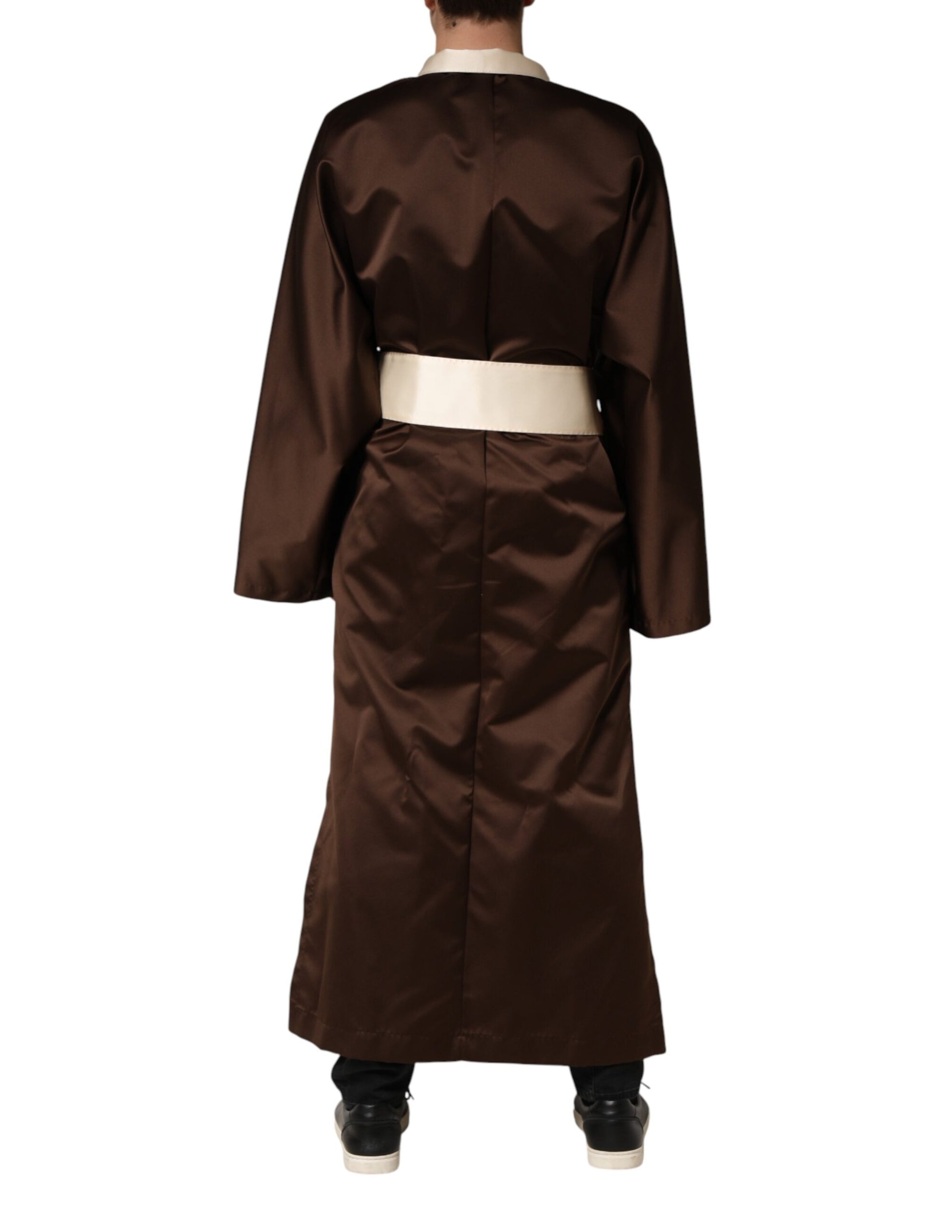 Brown Cream Lounge Belted Bathrobe Jacket