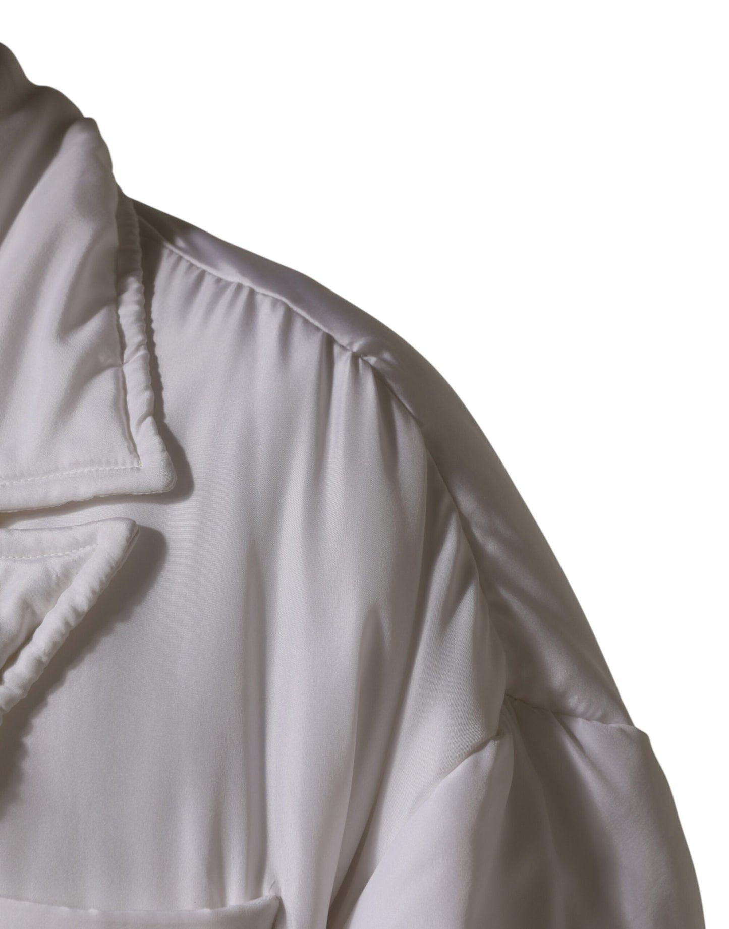 White Silk Padded Parka Men Coat Jacket