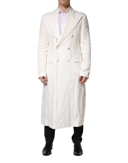 White Double Breasted Men Trench Coat Jacket