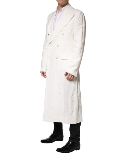 White Double Breasted Men Trench Coat Jacket