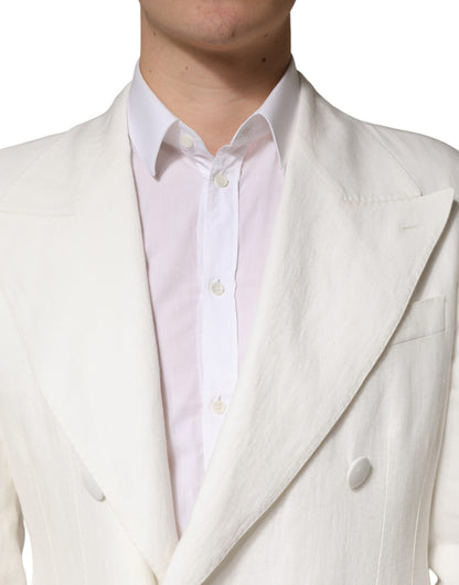 White Double Breasted Men Trench Coat Jacket