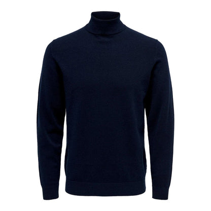 Blue Polyester Turtleneck