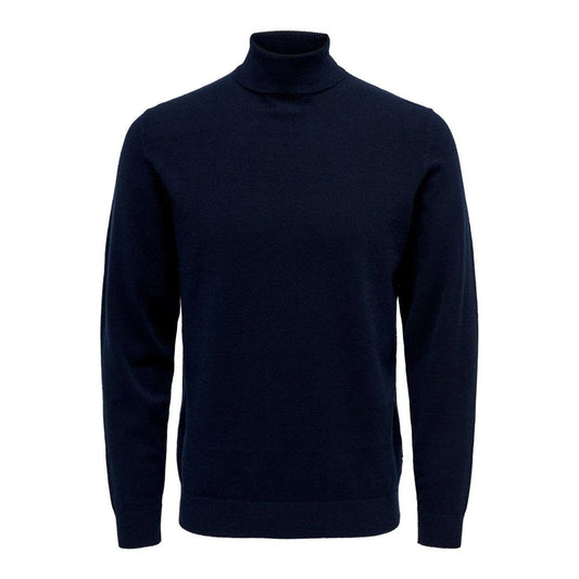 Blue Polyester Turtleneck