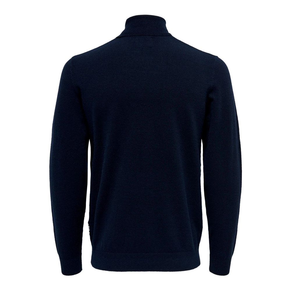 Blue Polyester Turtleneck
