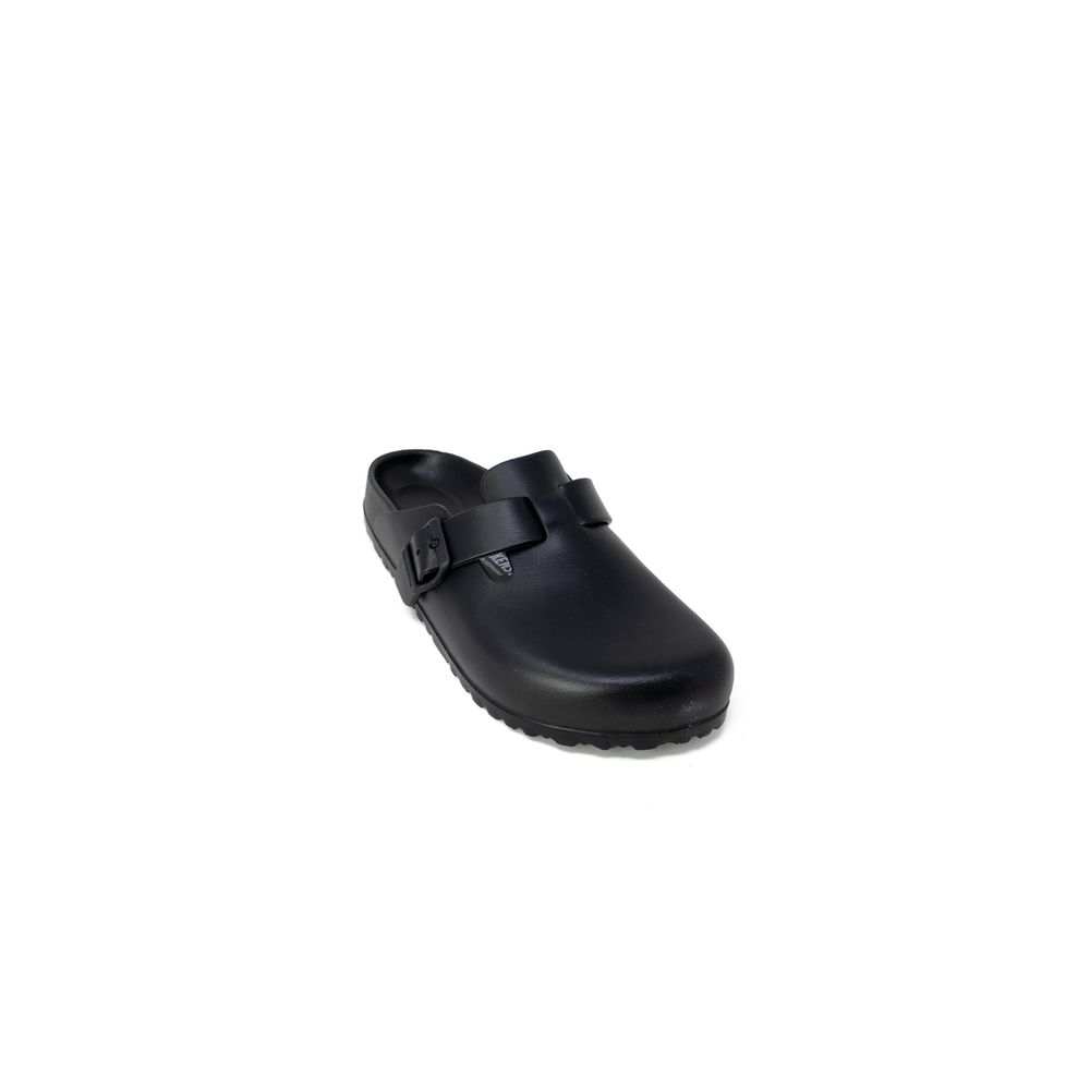 Black Artificial Leather Slippers