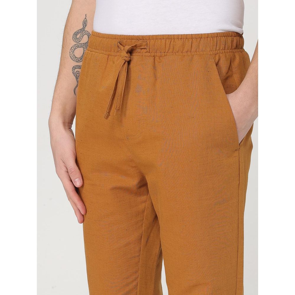 Brown Cotton And Linen Pants