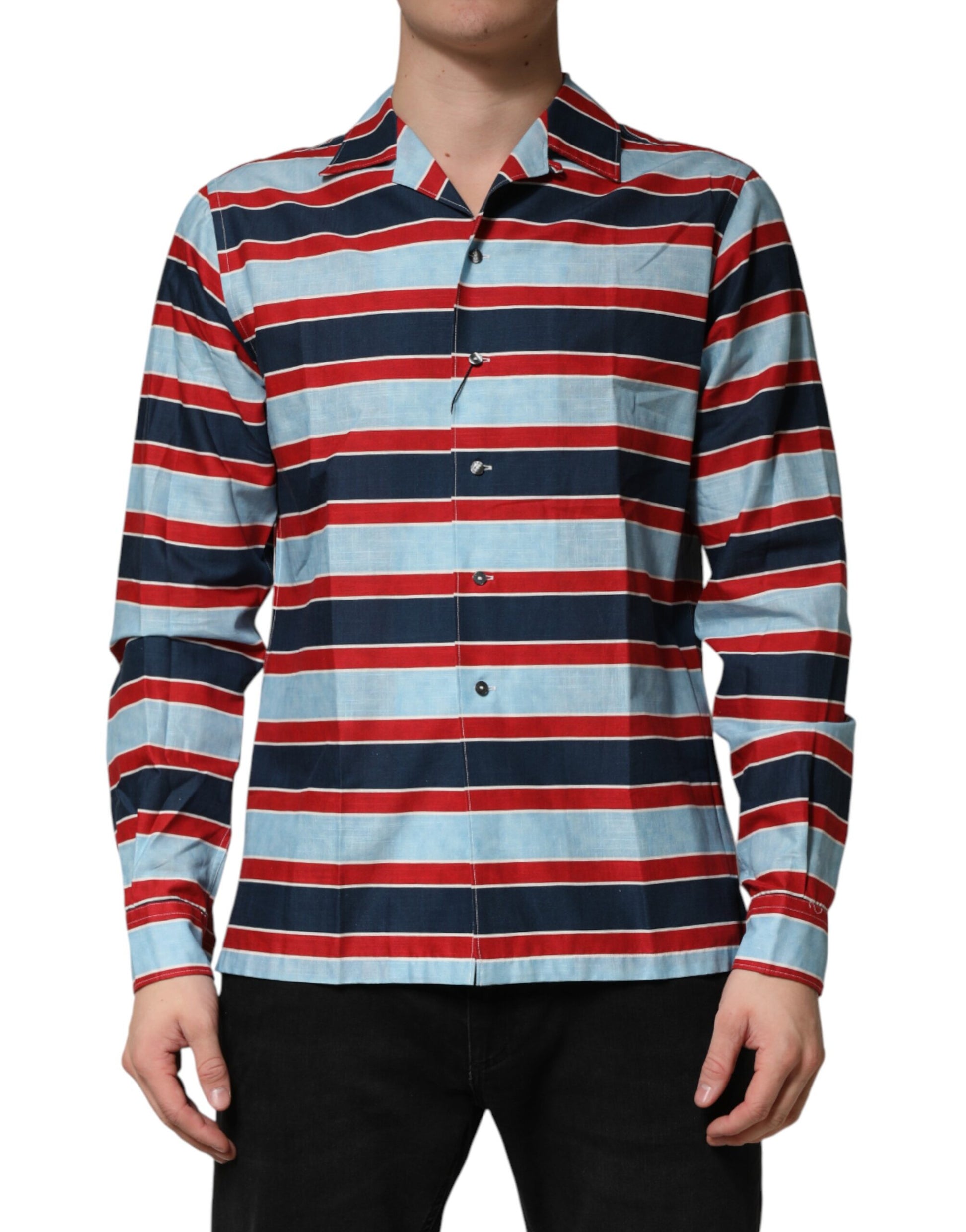 Multicolor Stripes Cotton Men Button Down Shirt