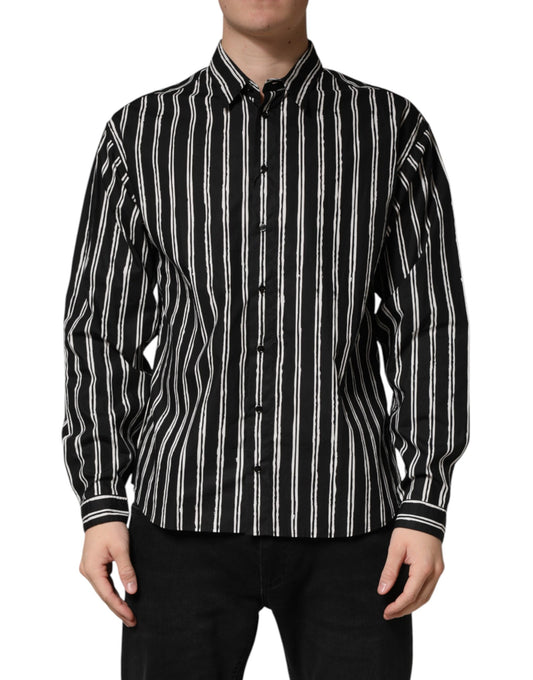 Black Stripes Cotton Men Formal Dress Shirt