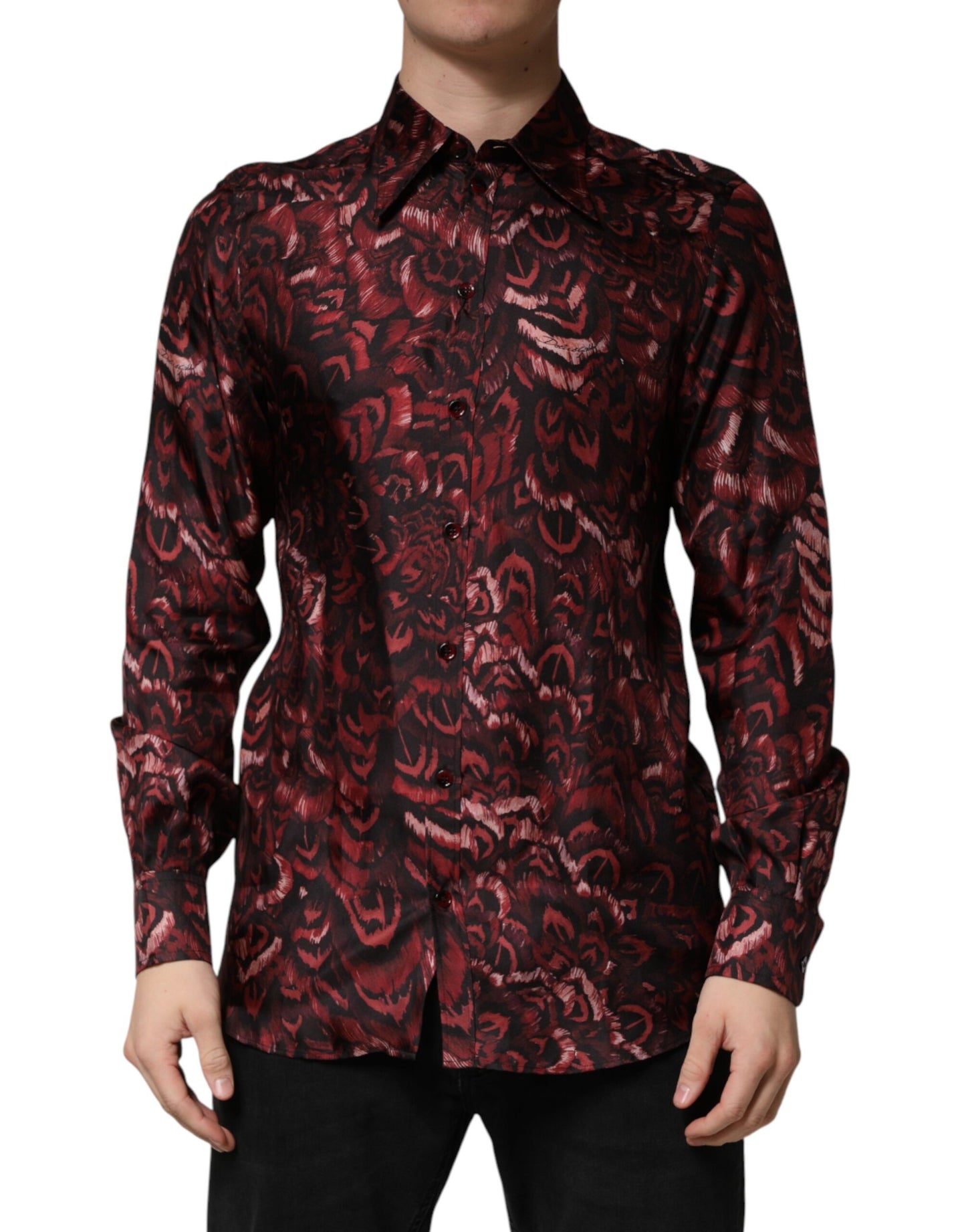 Bordeaux Patterned Collared Men Dress Shirt