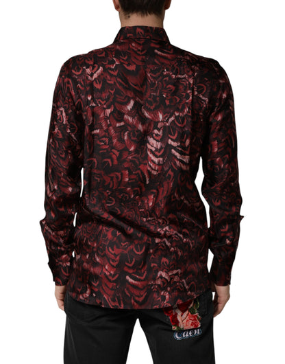 Bordeaux Patterned Collared Men Dress Shirt