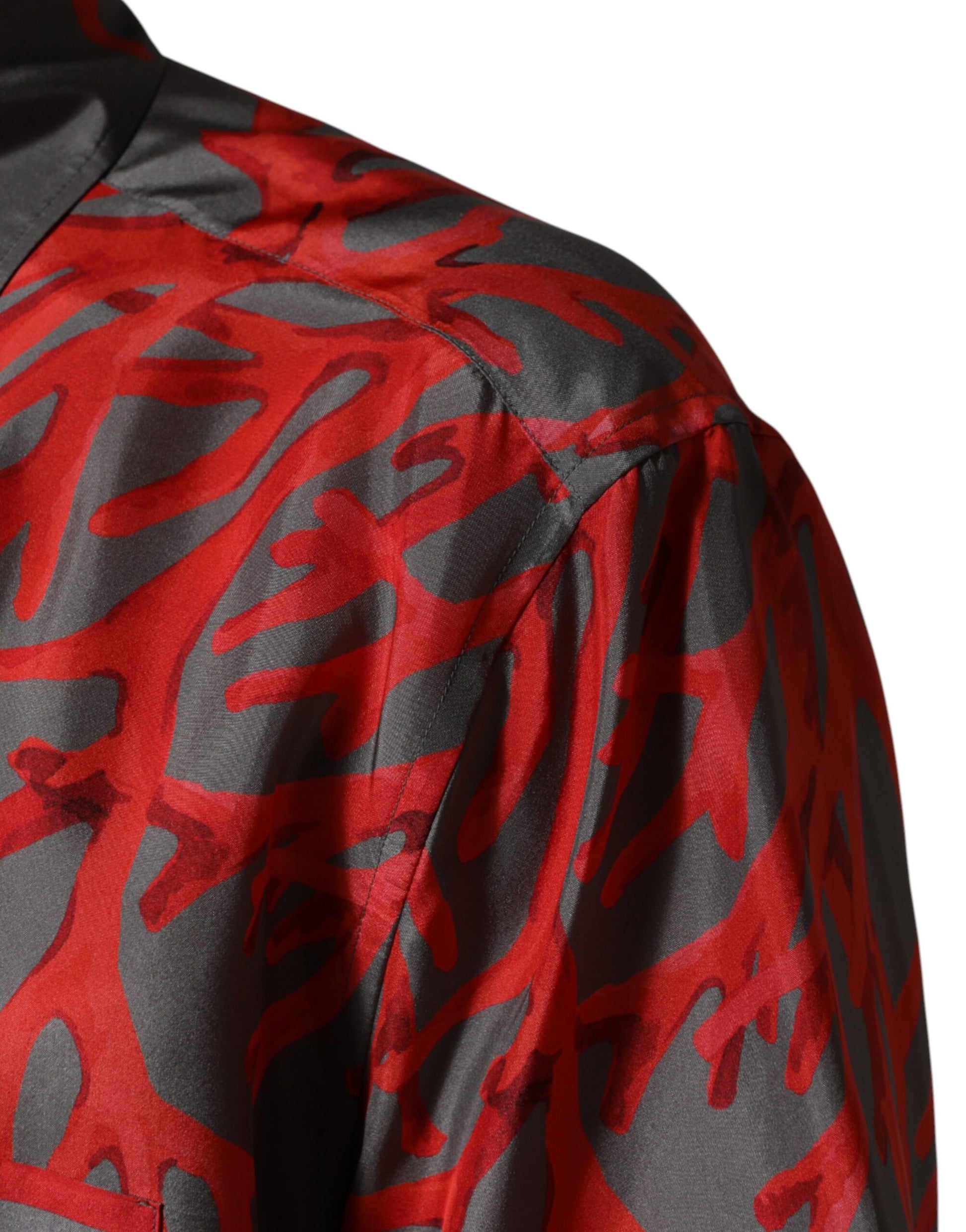 Gray Red Corals Short Sleeves Casual Shirt