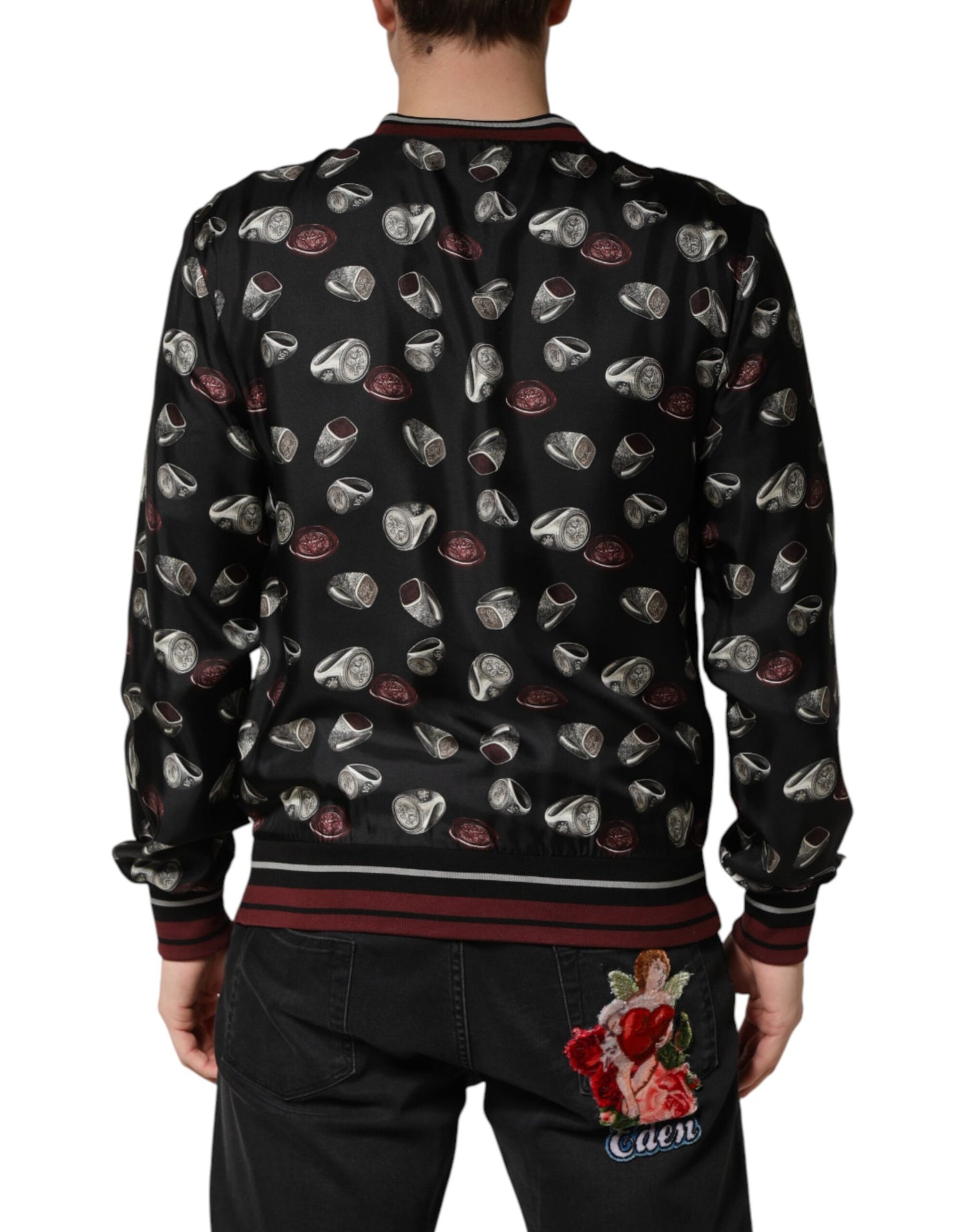 Black Ring Print CrewNeck Sweatshirt  Sweater
