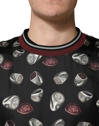 Black Ring Print CrewNeck Sweatshirt  Sweater