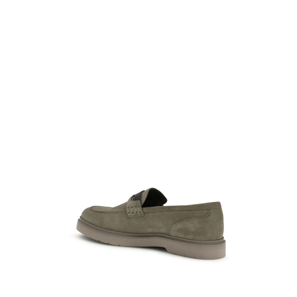 Beige Calf Leather Bos Taurus Slip-On Loafers