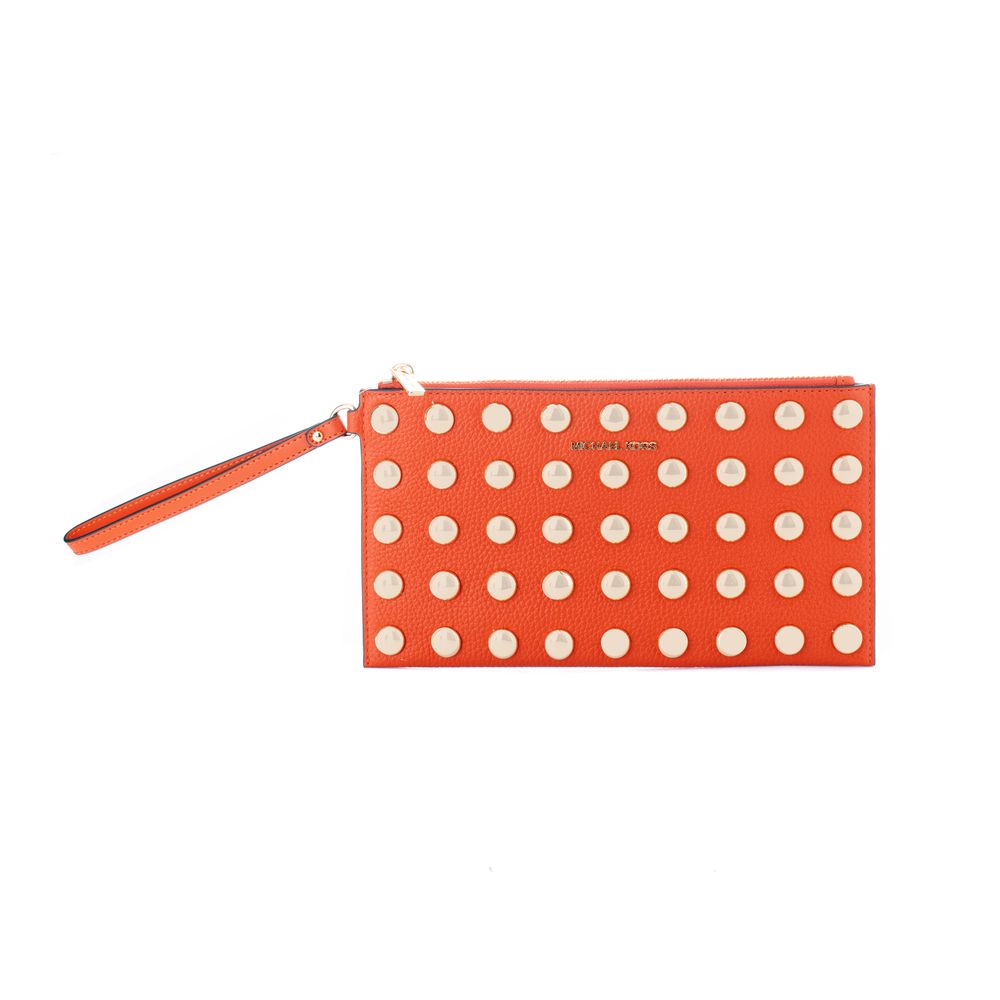 Orange Leather Clutch Bag
