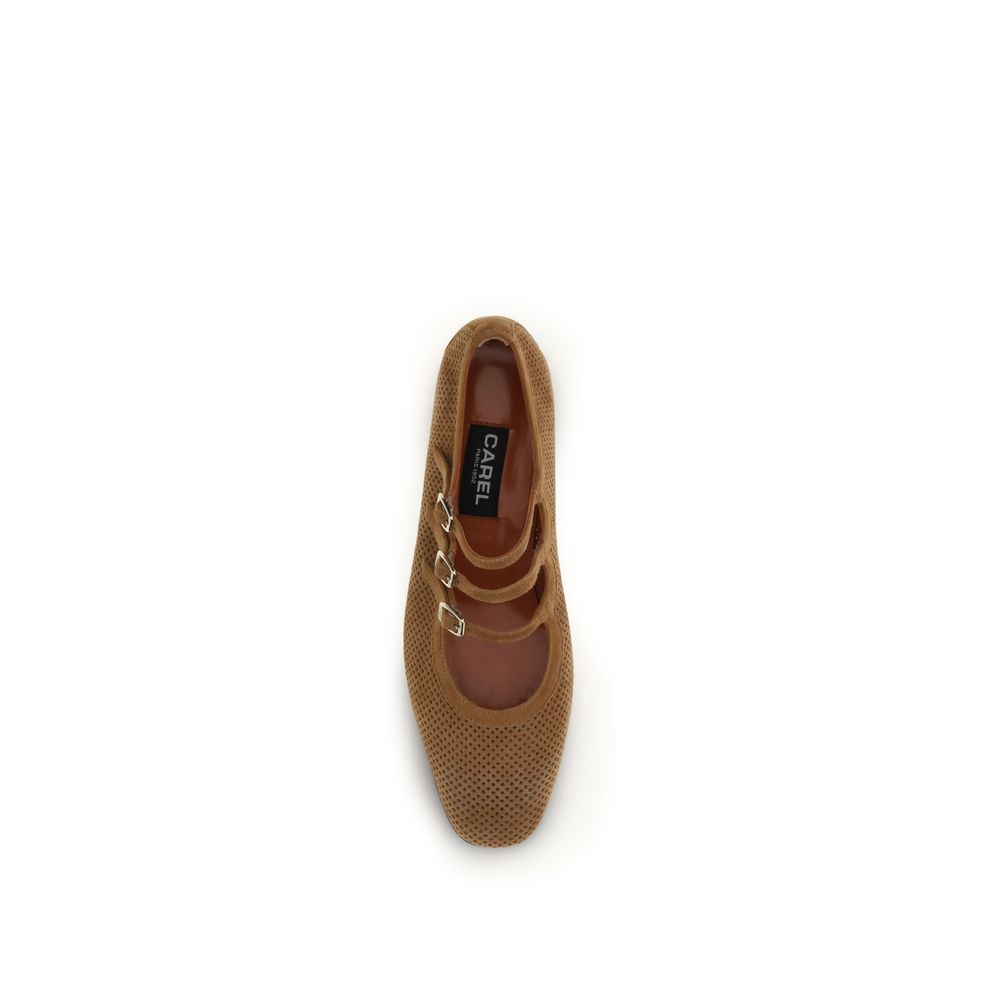 Beige Calf Leather Bos Taurus Ballet Flats