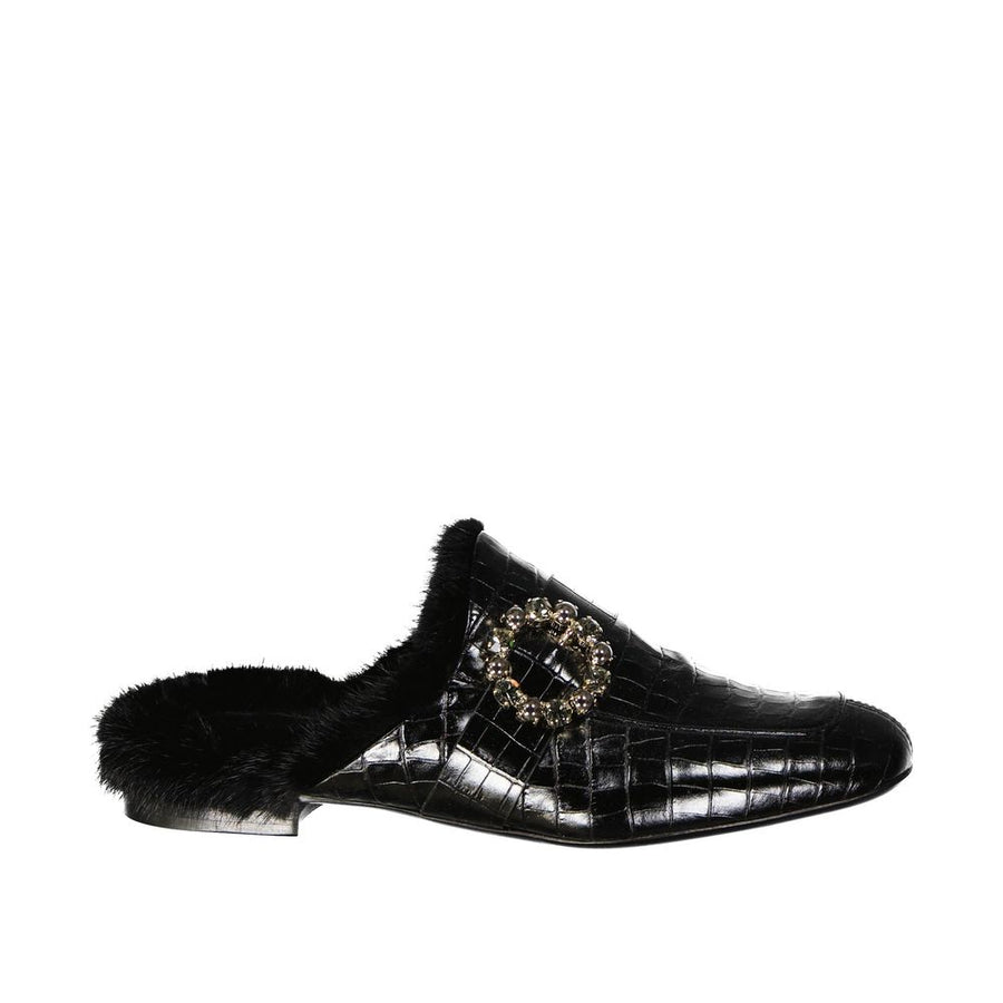 Black Calfskin Mules