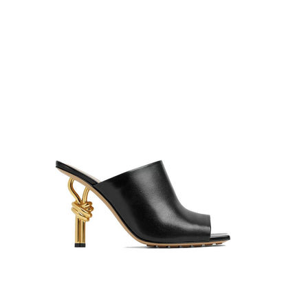 Black Lamb Leather Mules