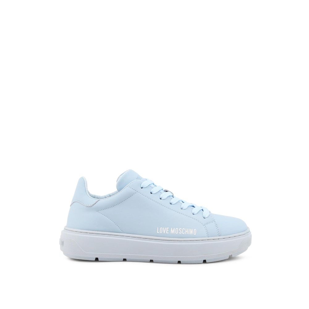 Blue Leather Low Top Sneakers