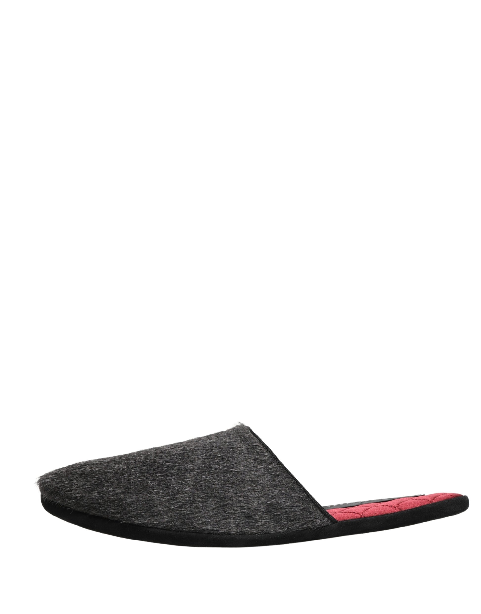 Dark Grey Charcoal Wool Red Slippers Shoes