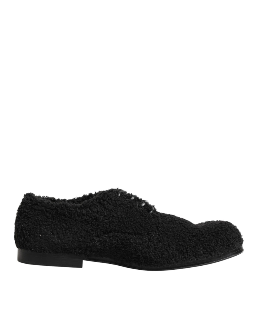 Men Black Riccio Shearling Dress Derby Shoes
