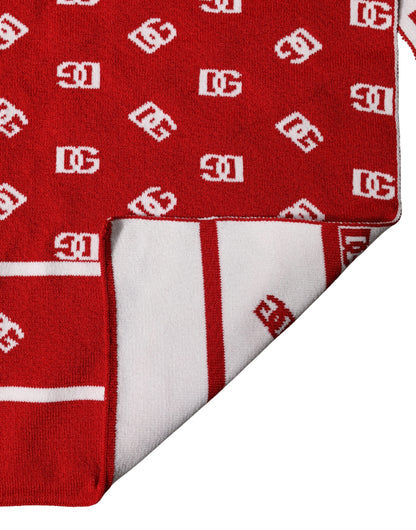 Red White Logo Print Foulard 201cm x 40.5cm  Men Scarf