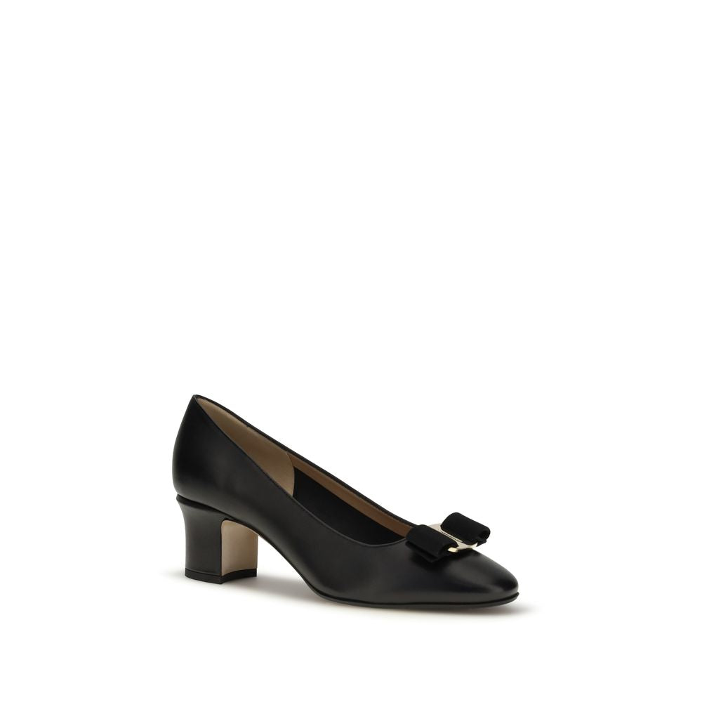 Black Calf Leather Bos Taurus Mid Heel Pumps