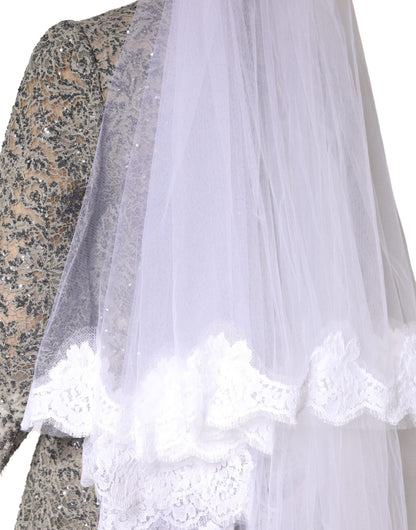 White Floral LaceNylon Floor Length 3M Long Veil