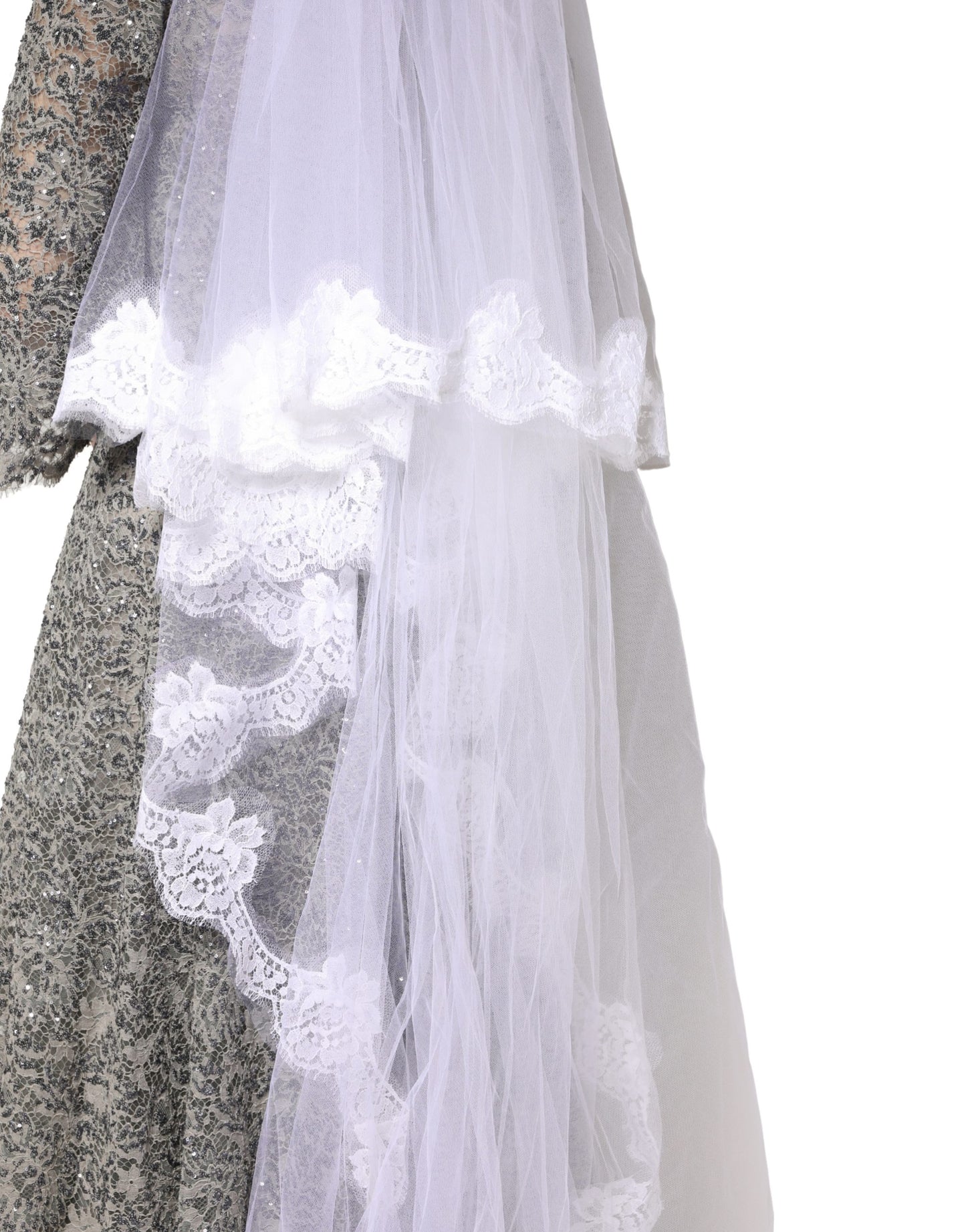 White Floral LaceNylon Floor Length 3M Long Veil