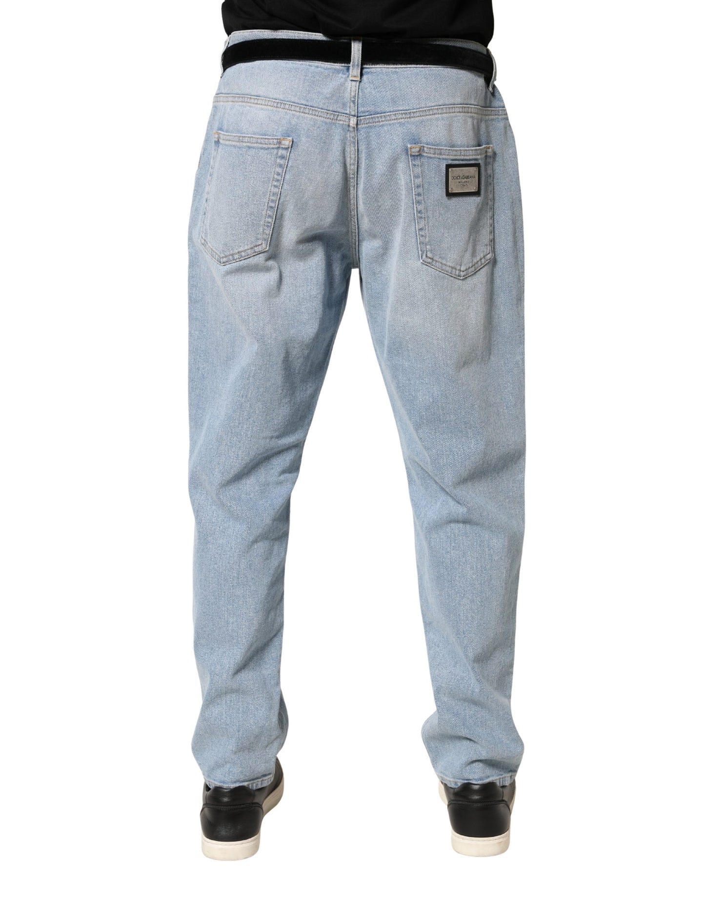 Light Blue Washed Loose Cotton Denim Jeans