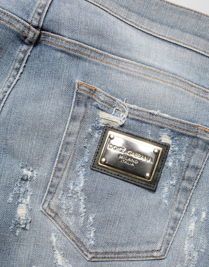 Light Blue Distressed Skinny Men Denim Jeans