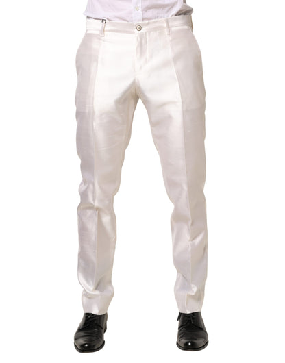 White Silk Satin Dress Formal Trouser Pants