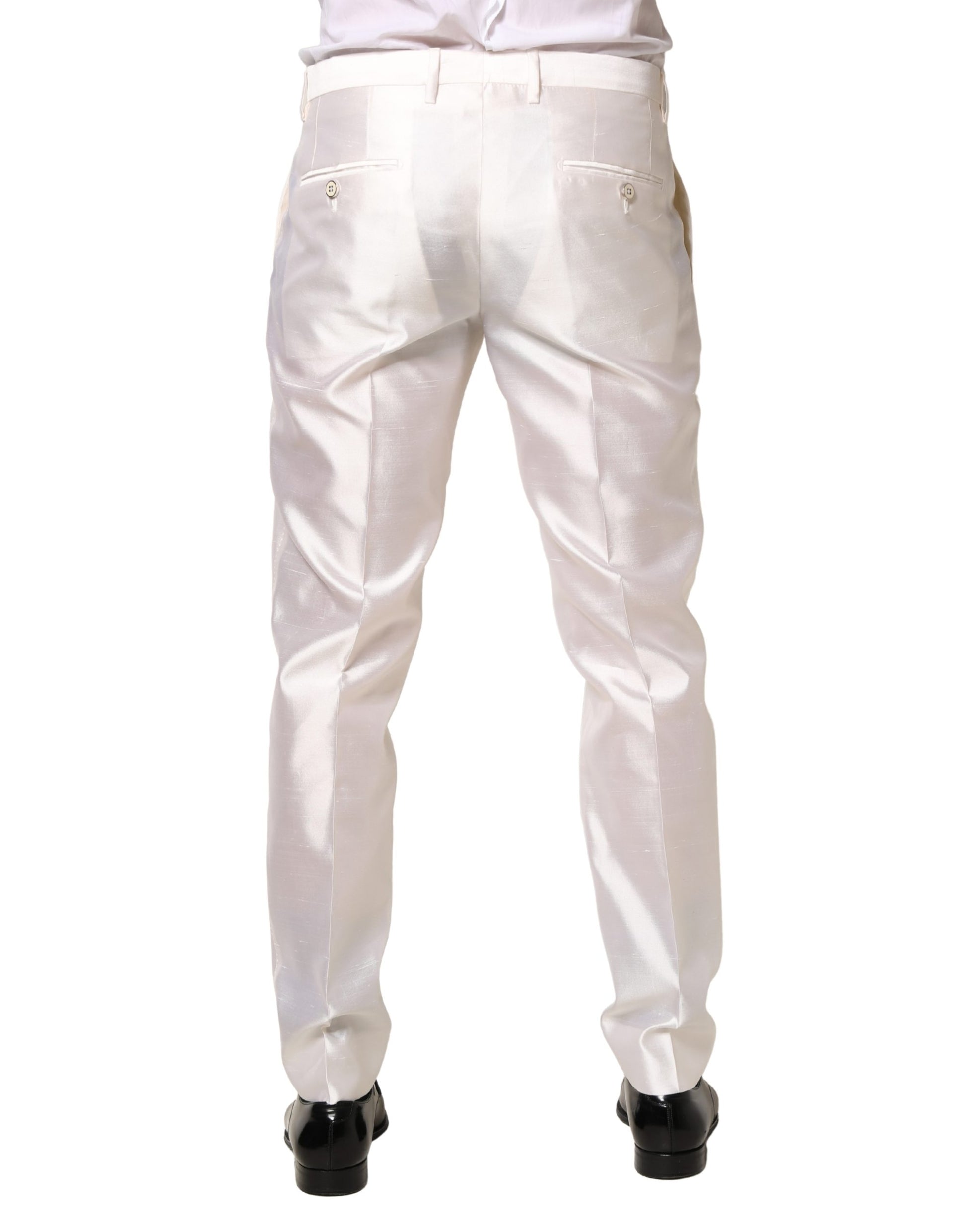 White Silk Satin Dress Formal Trouser Pants