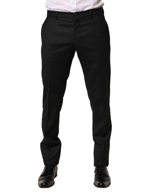 Black Wool Skinny Men Dress Trouser Pants