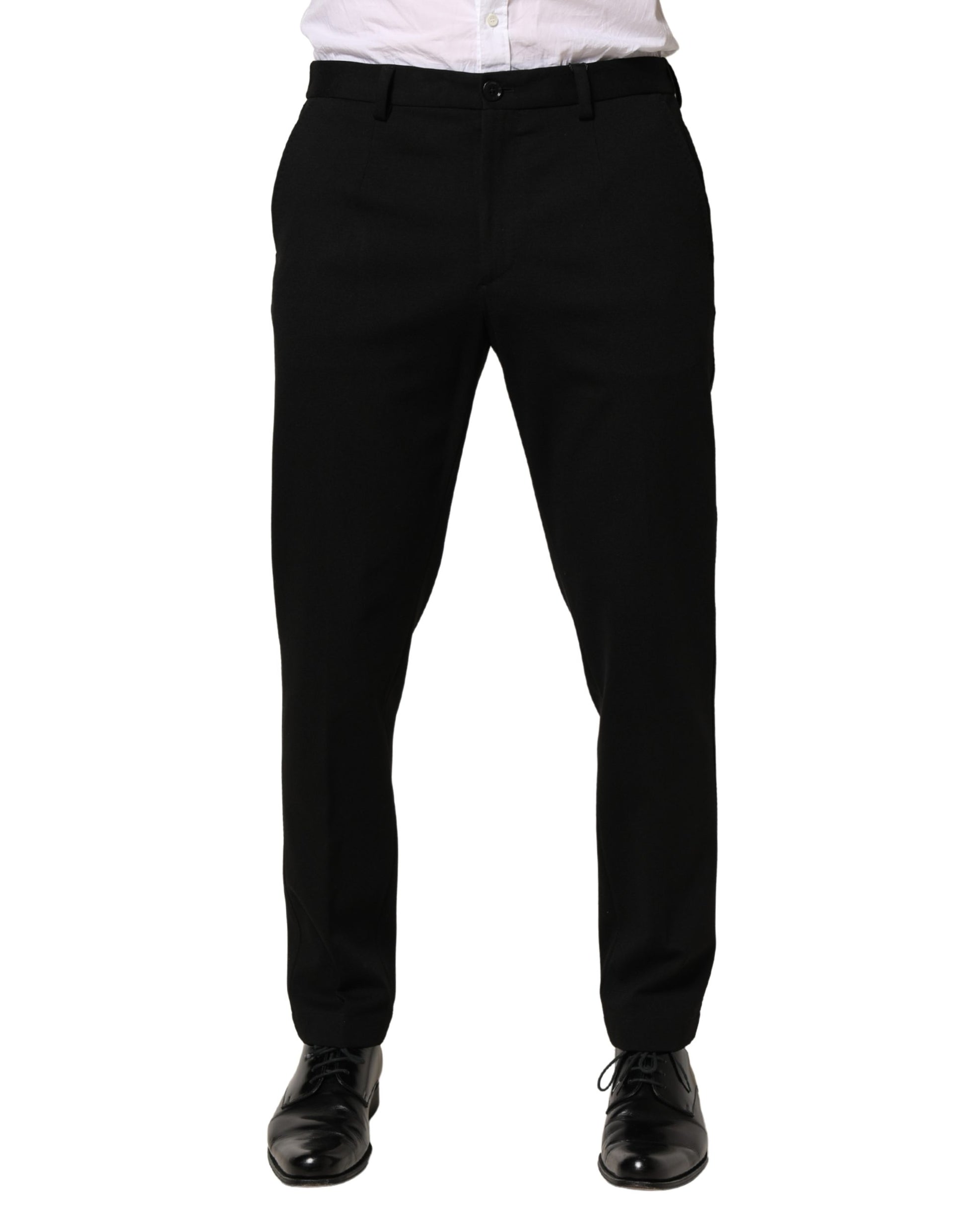 Black Wool Skinny Men Dress Trouser Pants